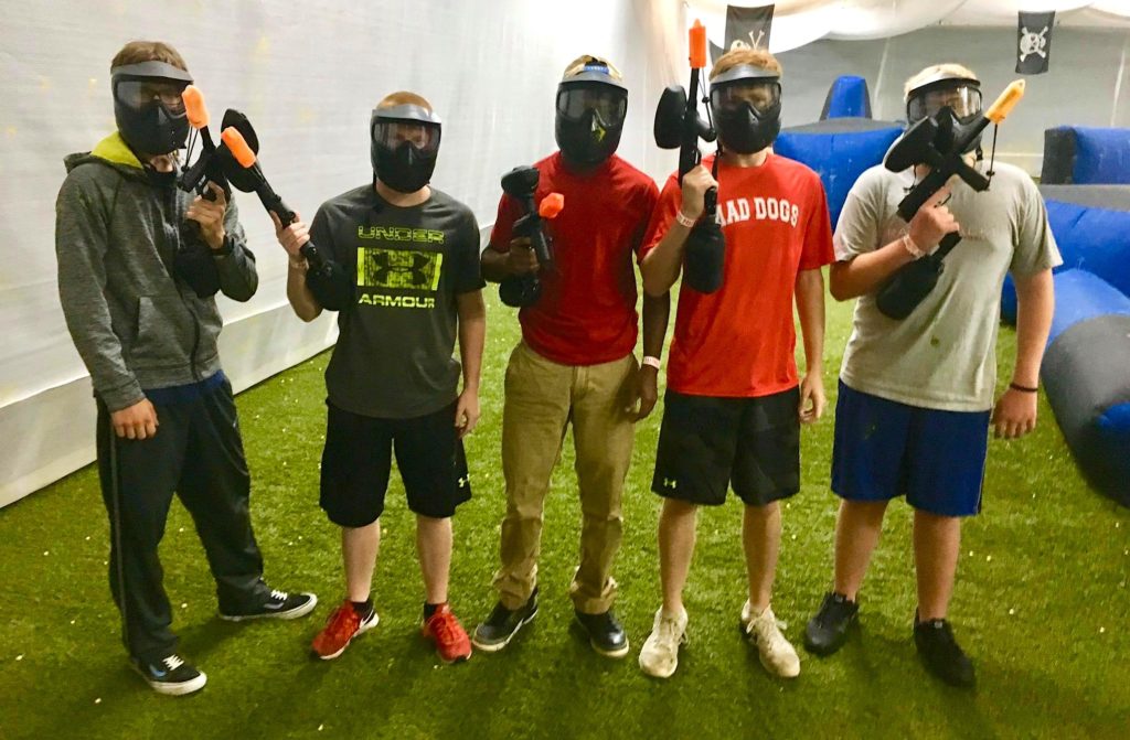 Youth Group boys indoor paintball
