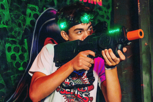 close up of Laser Tag player at Action Jack's