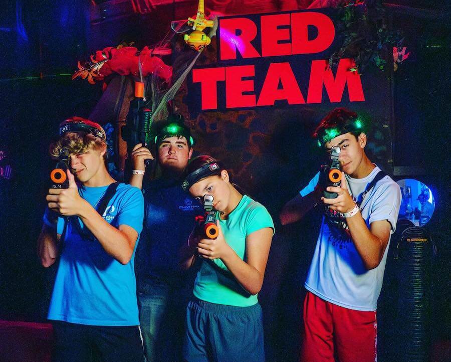 group of teens laser tag team
